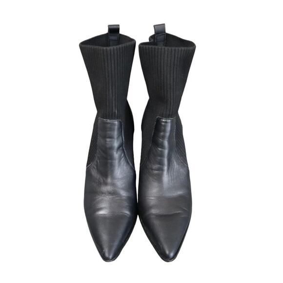 Steve Madden Black Leather Pointed Toe Tackle Ankle Boots Size 9 - Picture 10 of 14